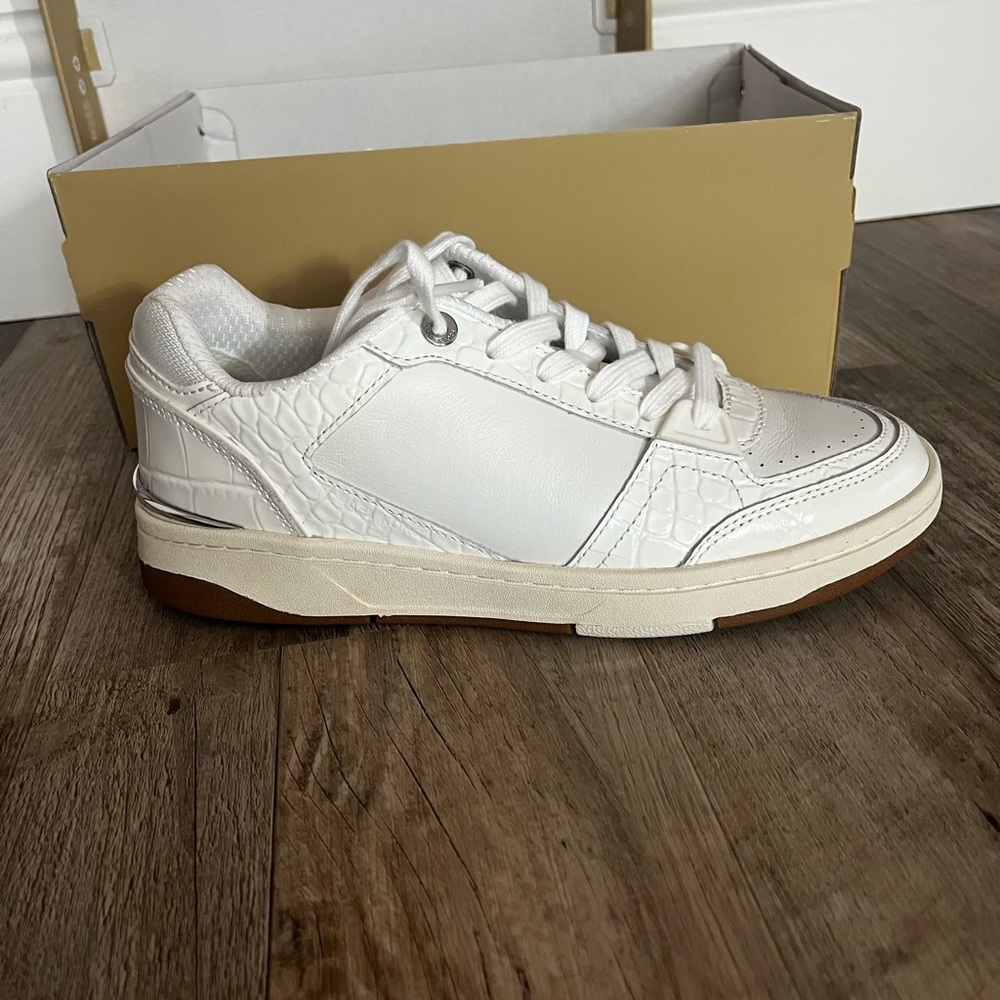 Michael Kors Optic White Rebel Leather Sneakers - Picture 4 of 7